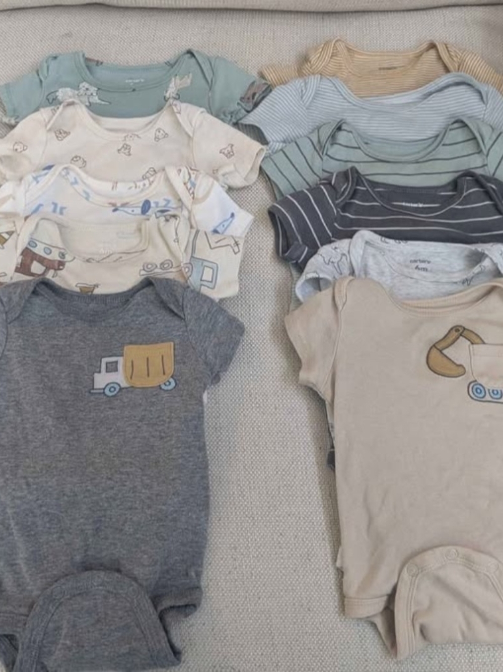Carter's Neutral & Blue Mixed Baby Bodysuit (11) Size 6m